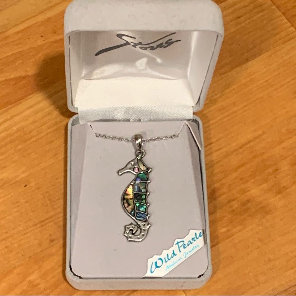 Seahorse pendant necklace Wild Pearl Abalone shell